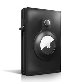 Luxe Airtag Wallet, Trackable, RFID Blocking, This AirTag Wallet Can Hold Credit Cards/Debit Cards/And Cash (AirTag Not Included (black)