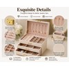 White Leather Jewelry Storage Box with Three Layers and Removable