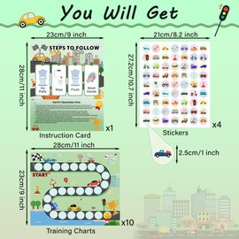 ZCCLINN 15PCS Cars Potty Training Chart - Race Car Transportation Themed Potty Training Reward Chart with Stickers for Toddlers Girls Boys, Vehicle Sticker for Kids Going Toilet Potties Trained