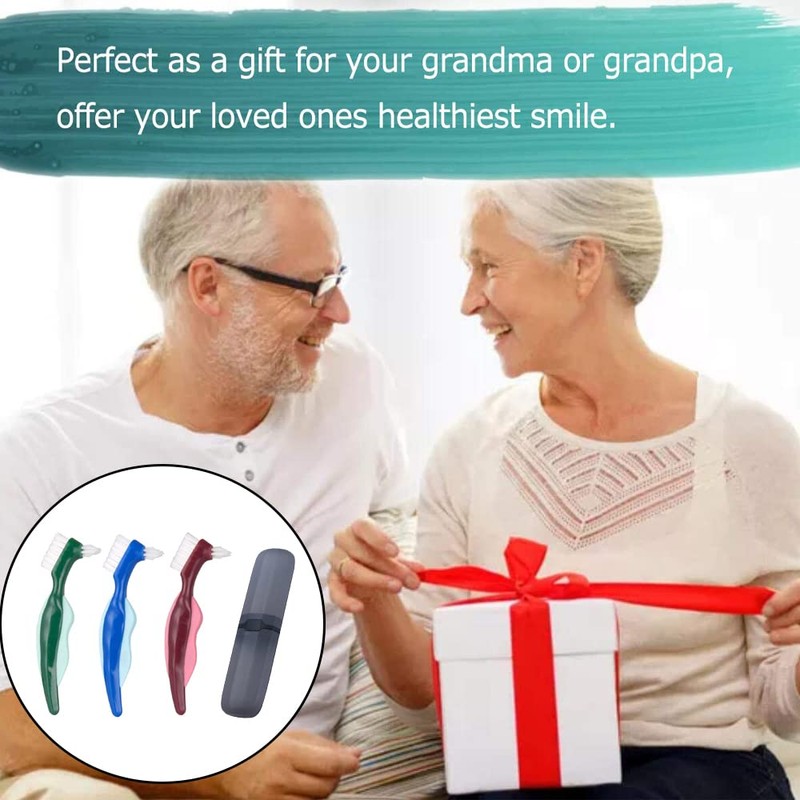3 Pieces Hard Denture Brush Oral Care Double Sided Brush