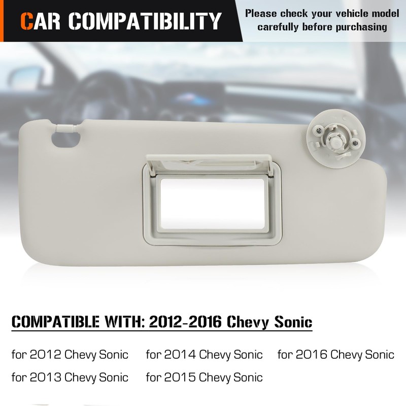 Left & Right Sun Visor for 2012-2019 Chevy Sonic, 2013-2016