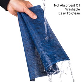 Myir JUN Table Mats Set of 6, Place Mats Table Placemats Washable Non-slip Heat Insulation Woven Vinyl for Kitchen Dinning Restaurant 18"X12" (Ocean Color)