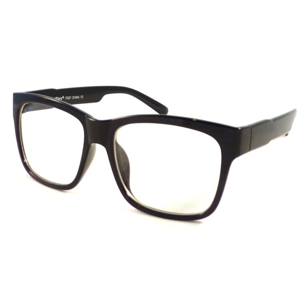 VINTAGE Retro Trendy Square Oversized Frame Clear Lens Eye Glasses BLACK