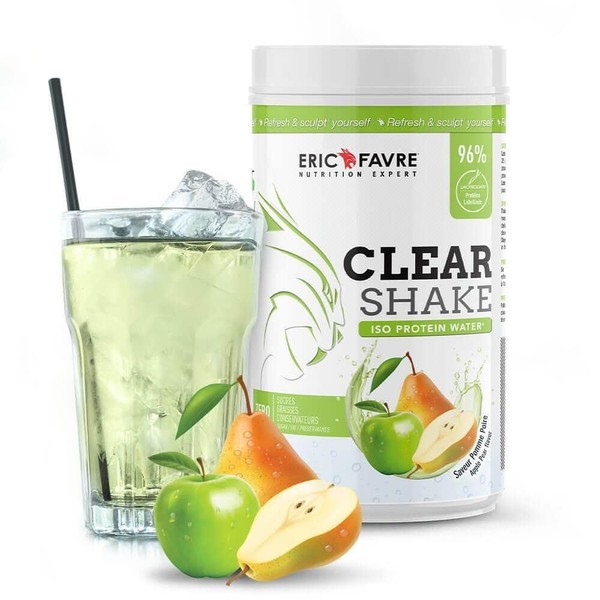 Clear Protein Shake - Iso Protein Water - Refreshing and Fruity - Protein Drink - Certified Quality - Laboratory French Eric Favre - 500 g Apple Pear
