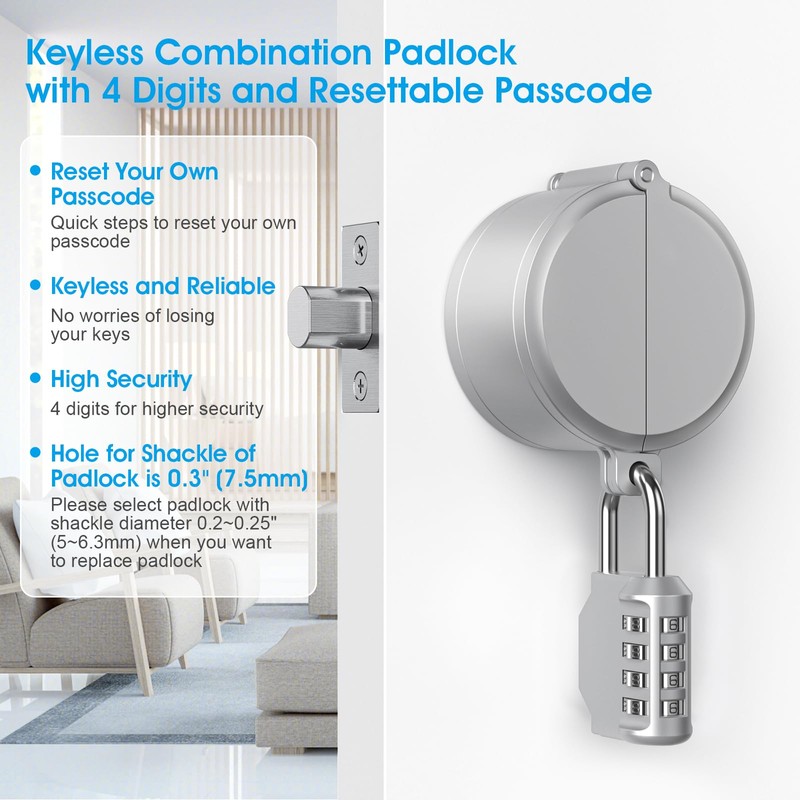 AST Round Deadbolt Lockout Device with 4-Digit Combination Padlock, No