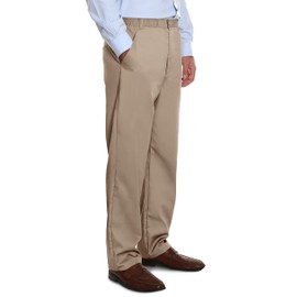 Pembrook Men's Elastic Waist Pants for Seniors Tan, X-Large, 31-32'' Inseam, 40'' Waist - Adaptive Clothing for Elderly with Zipper and Button