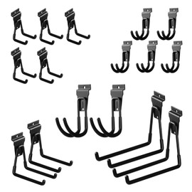 PYBTOOL 16 Pack Slatwall Hooks, Slatwall Accessories for Garage Storage, Heavy Duty Slat Wall Hanger(Black)