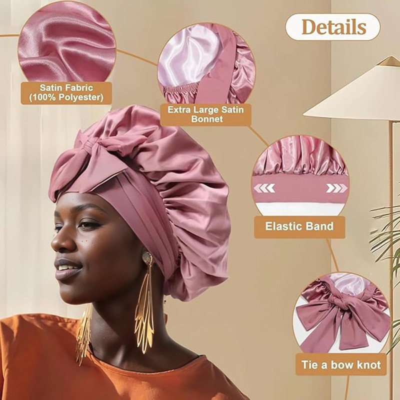 Ducclucc Double Layer Satin Bonnet for Sleeping Hair Bonnet with
