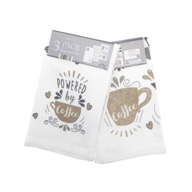 COUNTRY CLUB Pack of 3 Tea Towels - 100% Cotton - 30+ Designs to choose from - Great Value Gift Idea Essential for any home (Let's Have Coffee)