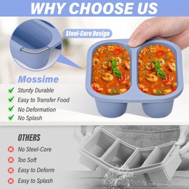 Mossime Silicone Soup Freezer Molds: 1 Cup Silicone Freezer Trays with Lid - 6 Packs Easy Release Soup Freezer Containers - 250ml 125ml Portion Large Cubes for Ice Soup (6, Blue/Purple)