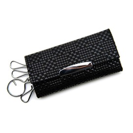 Indenya No. 4702 Key Case, Key, Strap, Case, 4, Deer Leather, Lacquer, Crafts, [1-167] Black Ground - Black Lacquer Kai Chichi Matsuko