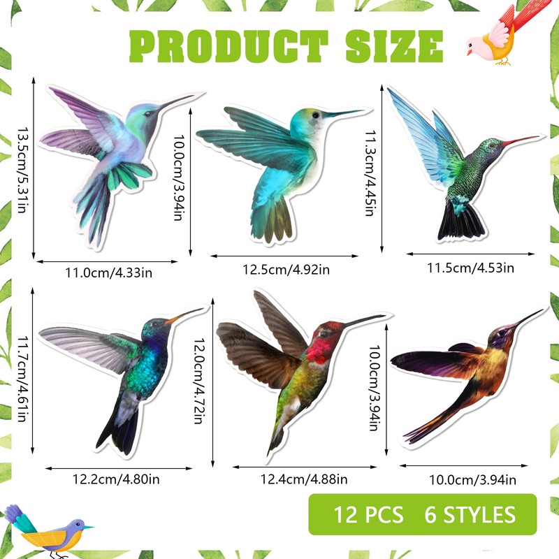 MWOOT 12 Pieces Hummingbird Screen Door Magnets Decorative,Flexible Double Sided