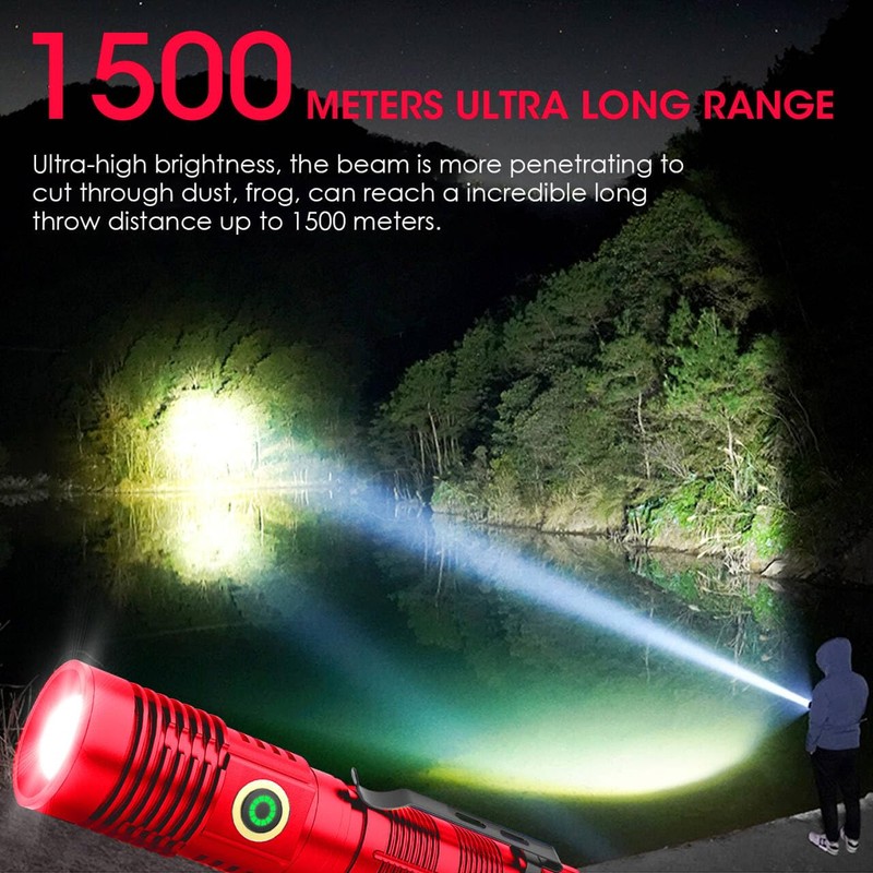 Spriak Rechargeable Flashlight High Lumens, High Lumens Super Bright Flash
