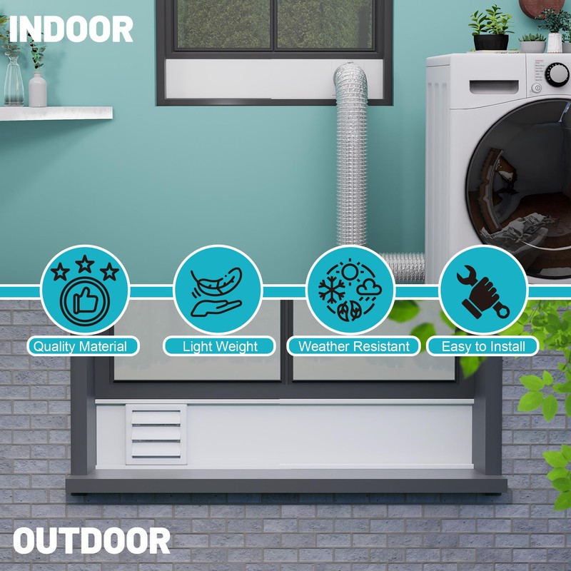 Chiligent Dryer Vent Window Kit, Adjustable Window Vent Kit with