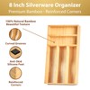 Umilife Bamboo Kitchen Drawer Organizer, 8 Inch Silverware Utensils Tray