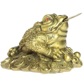 Gold Frog Collecting Goods (Kinseng/Squirrel) Three-legged Frog Three-legged Frog Fortune Business Prosperity Feng Shui Goods Copperware (M)