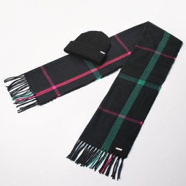 Nicole Miller Women Hanging Scarf and Beanie Hat Set, Plaid