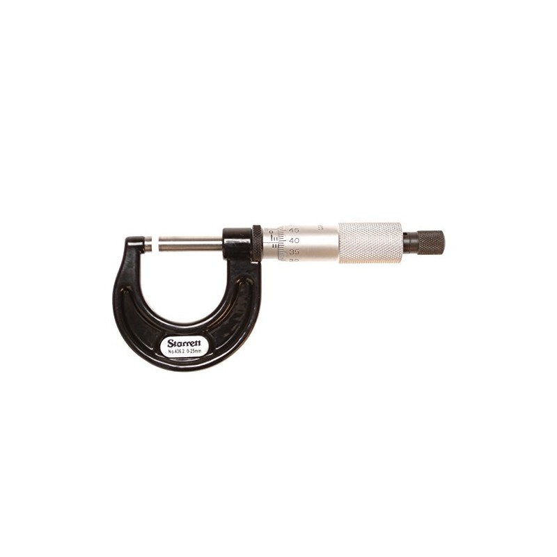 Starrett V436.1MXRL-25 Outside Micrometre, Ratchet Stop, Lock Nut, Carbide Faces,