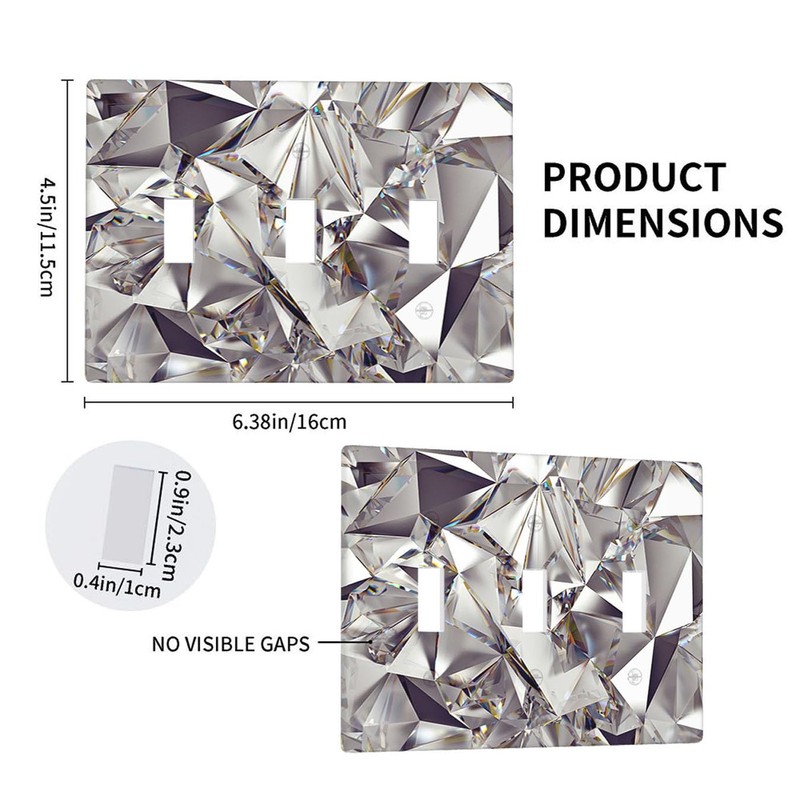 Moslion Diamond Shine 3-Gang Switch Plug Covers 3D Shining Crystal