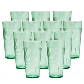 TrueCraftware- 14 oz. Belize Tumbler/Drinking Cups Green Polycarbonate Set of 12-Premium Iced Tea Glasses Stackable Reusable Drinking Glasses Dishwasher Safe Break-Resistant for Home Restaurants