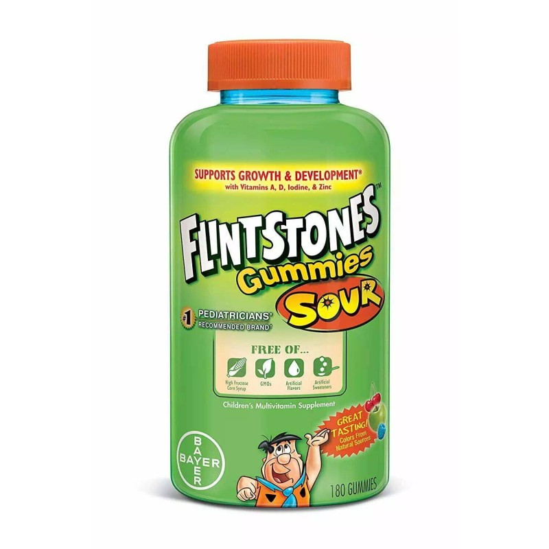 Flintstones Sour Gummies Kids Vitamins, Multivitamin for Kids, 180 Ct