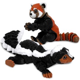 Giggiftrio 2pcs 3D Printed Animals,3D Printed Skunk 5.7in and 3D Printed Red Panda 4.5in , Articulated 3D Printed Toys ,Flexible 3D Animals for Desk Decor, Display, Collectible 3D Prints