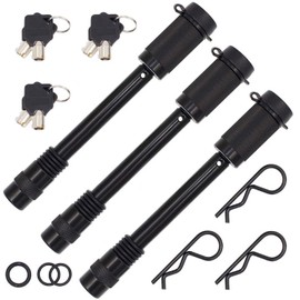 TowWorks 79833 Keyed Alike 5/8" Trailer Hitch Lock with Extra Long 4-1/2" Span, Double Safety Tow Hitch Locking Pin for 3" Receivers and Adjustable Channel Mounts, 3-Pack
