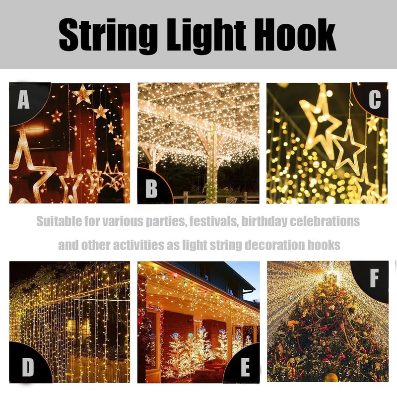 MengMain 60Pcs Gutter Light Hook,Galvanized Gutter Hook Clip,Gutter Light Hangers