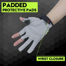 HLDD HANDLANDY Work Gloves Men - 3 Fingerless Work Gloves for Driving, Cycling, Hunting, Motorcycle, Climbing, Outdoor Work