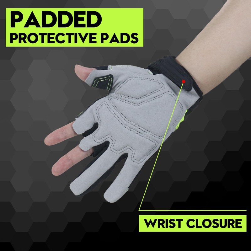 HLDD HANDLANDY Work Gloves Men - 3 Fingerless Work Gloves