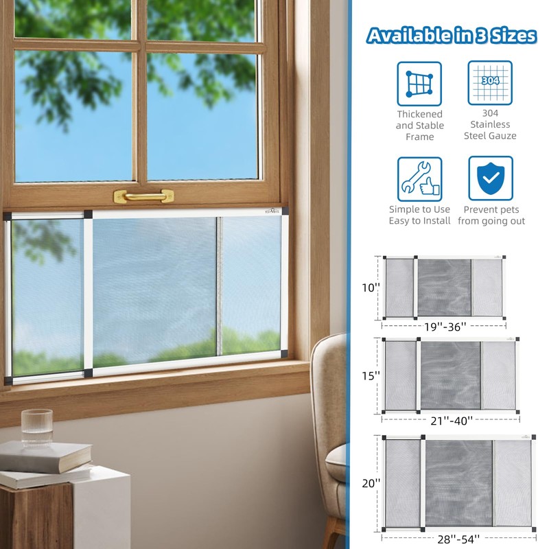 Topmess Expandable Adjustable Window Screen, 304 Stainless Steel mesh Window