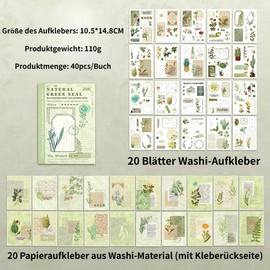 OSLEY Scrapbook Stickers Book, 40 Sheets Washi Aesthetic Vintage Scrapbooking Stickers for Photo Album, Scrapbooking, Bullet Journal Accessories, Calendars, DIY Art Notebook