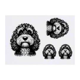 4 x 'Cockapoo Dog' Temporary Tattoos - Water Resistant, Skin-Safe, Non-Toxic Transfers, Mixed Sizes (TO00077954)