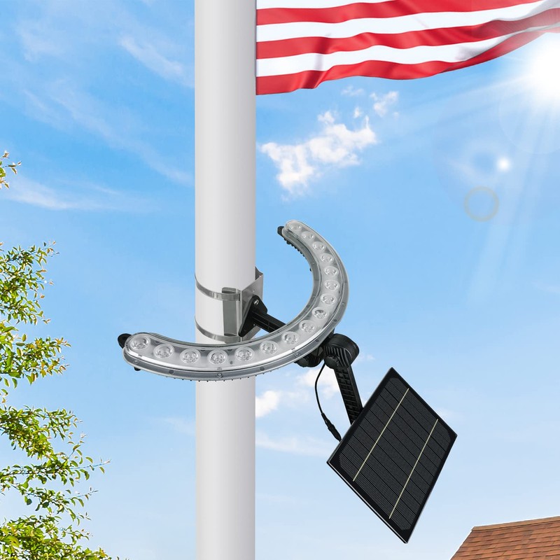 Flag Pole Light Solar Powered, Solar Flagpole Lights for 15