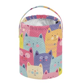 Yarn Storage Bag Small Crochet Bag Knitting Bag Organizer Colorful Cute Cats Yarn Bags for Crocheting Basket