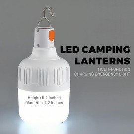 PLMOKJD LED Camping Lanterns, 800 Lumens, Battery Powered, 1-Pack White Portable Hanging Lights, Waterproof