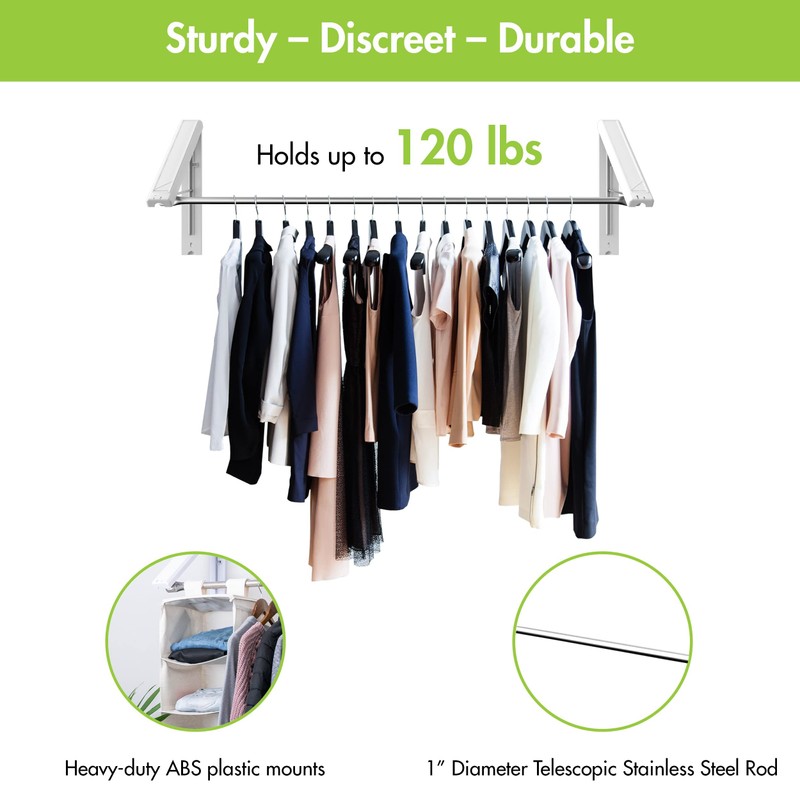 QuikCLOSET Wall Mounted Clothes Drying Rack – Space-Saving Laundry Drying