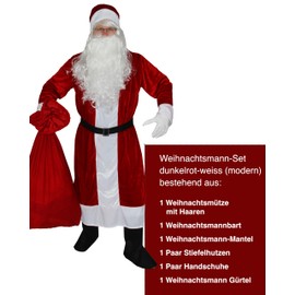 Foxxeo Dark Red 6-Piece Premium Santa Claus with Coat for Men - Size M-XXXXL, Size: XL/XXL
