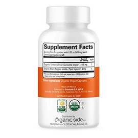 TURMERIC Y PIMIENTA NEGRA ORGÁNICO 60 CÁPSULAS - ORGANIC SIDE - USDA