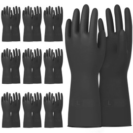 Beieverluck 10 Pairs Chemical Resistant Rubber Gloves Heavy Duty Industrial Gloves Cleaning Protective Safety Work Gloves for Cleaning Dishwashing Resist Acid Alkali Hazmat, Large