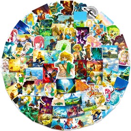 100 Pieces The Legend of Zelda Stickers Vinyl Cartoon Tears of the Kingdom Stickers for Laptop Water Bottles Car Luggage Scrapbook Computer Waterproof Cute Anime Stickers for Children Adults