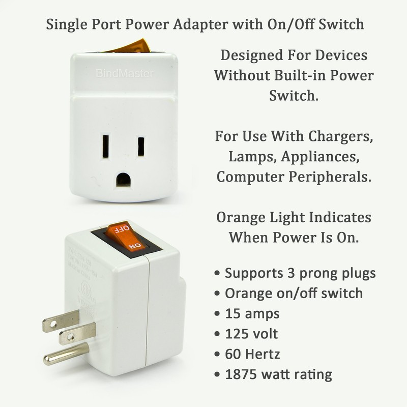 New! 3 Prong Grounded Single Port Power Adapter for Outlet