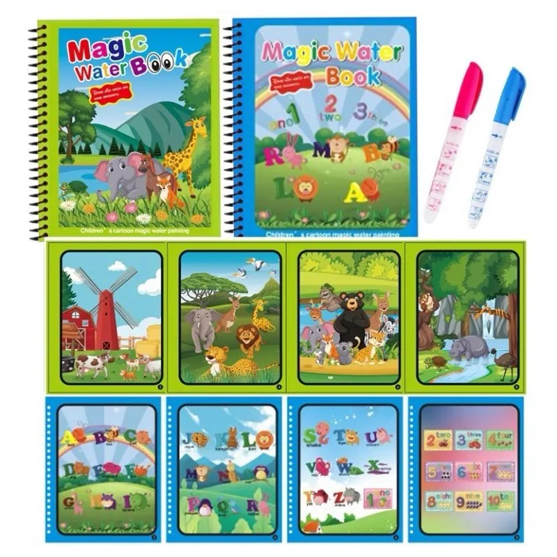 2pcs Pizarrón Mágico Libro Dibujo Agua Doodle Niños Regalos