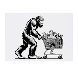 'Bigfoot Grocery Shopping' Temporary Tattoo - Water Resistant, Skin-Safe, Non-Toxic Transfer (TO00085139)
