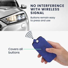 kwmobile Car Key Case Compatible with Renault 4-Button Smartkey Car Key (Keyless Go Only) - Nubuck Leather Look - Faux Leather Protective Key Case Cover - Dark Blue