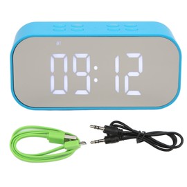Alarm Clock Mirror Electronic Intelligent Noise Reduction 45MM Loudspeaker Double Speaker Digital Dual Alarm Clock Blue