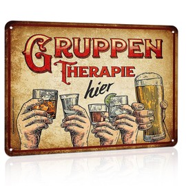 Chstarina Retro Tin Signs Vintage Sign Group Therapy Here, Bar Signs Retro, Metal Signs Retro, Funny Signs Alcohol for Home, Cafe, Bar, Club, Bar, Pub, Wall Decoration, 30 x 20 cm