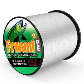 FRWANF - Línea de pesca trenzada de 8 hebras, no destiñe, sin estiramiento, alta resistencia, resistente a la abrasión, miles de opciones en 9 colores, rendimiento profesional en agua salada o dulce