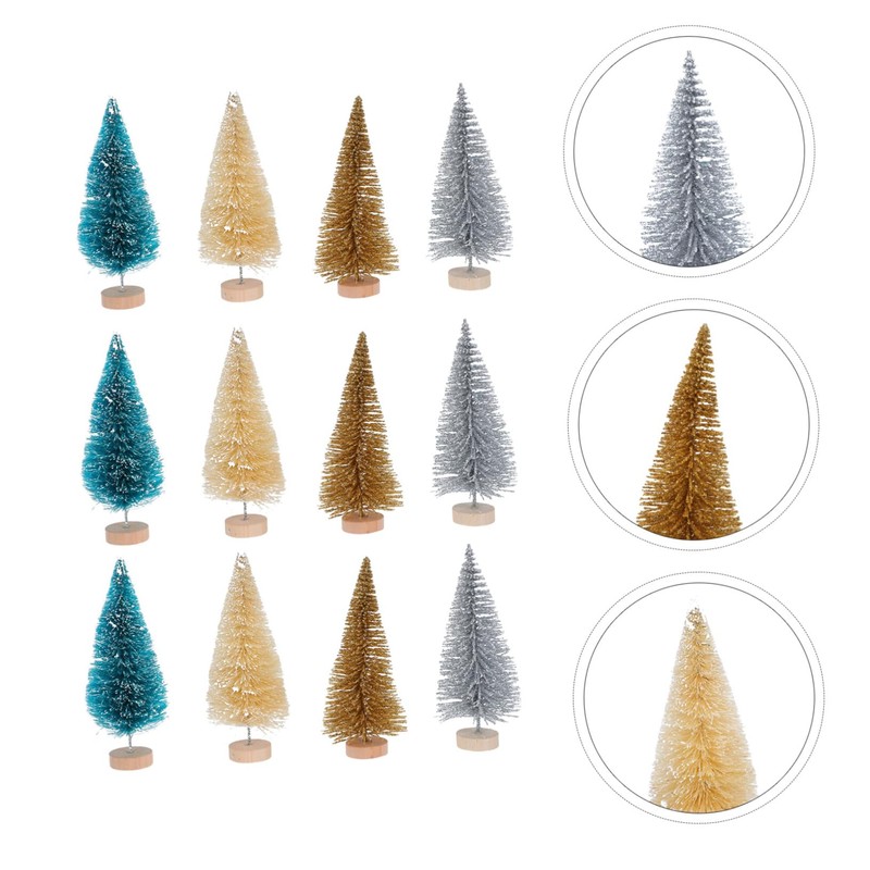 SHOWERORO Artificial Mini Christmas Trees Vivid Pine Trees Desktop Ornaments