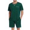 DIKFA Men Modal Pajamas Set Comfy Sleepwear Short Sleeve Pjs